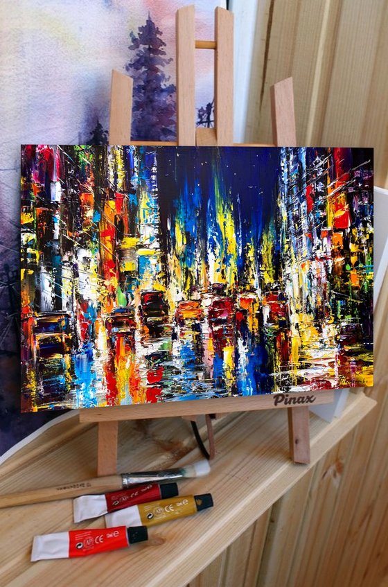 Evening city lights