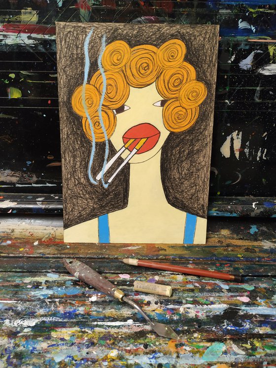 Ginger portrait with two cigarettes