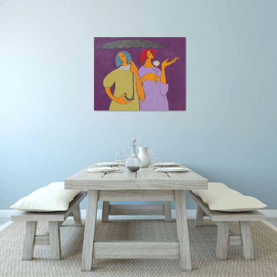 Two under an umbrella.