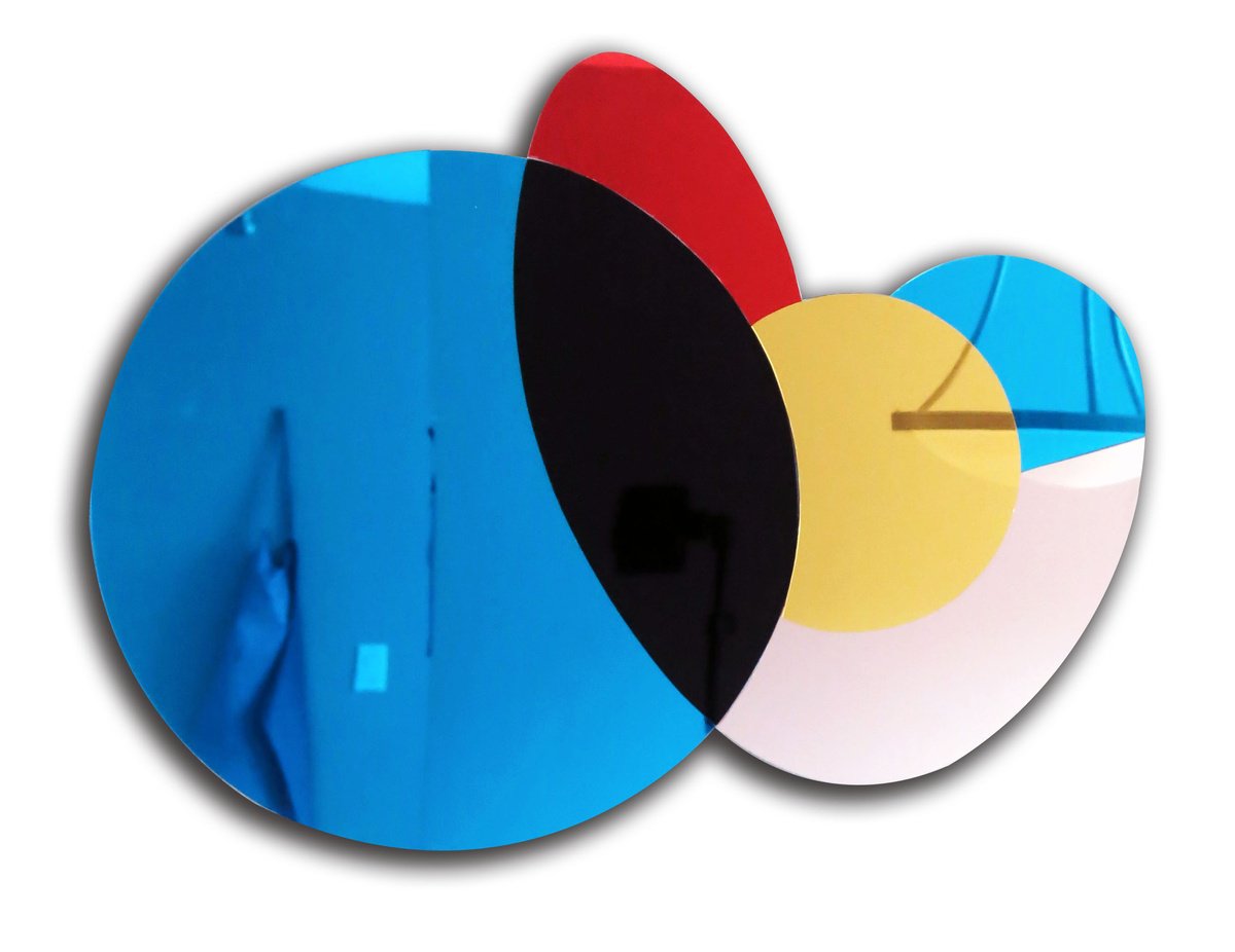 Geometric Abstract Collage By Dong Su, 24 X 18, Acrylic Mirror Wall Deco, Original Artwork