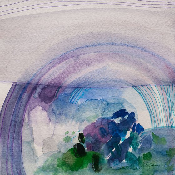 Remembered Landscape III, 25x 25x 0,1 cm 9.8x 9.8 inch, Watercolor on paper