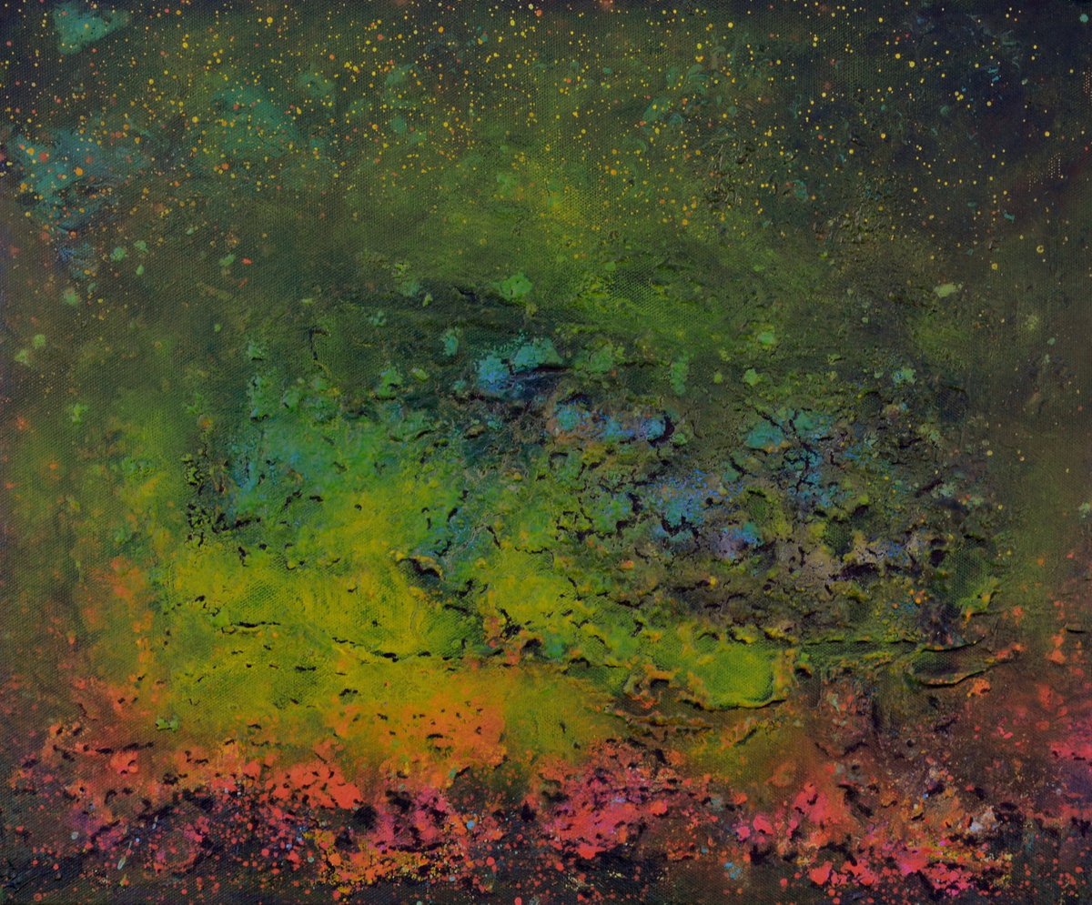 Impressionistic Landscape Acrylic Painting By Thierry Vobmann. Abstract ., 18 X 15", Midnight Bath In The Bahamas., Artfinder