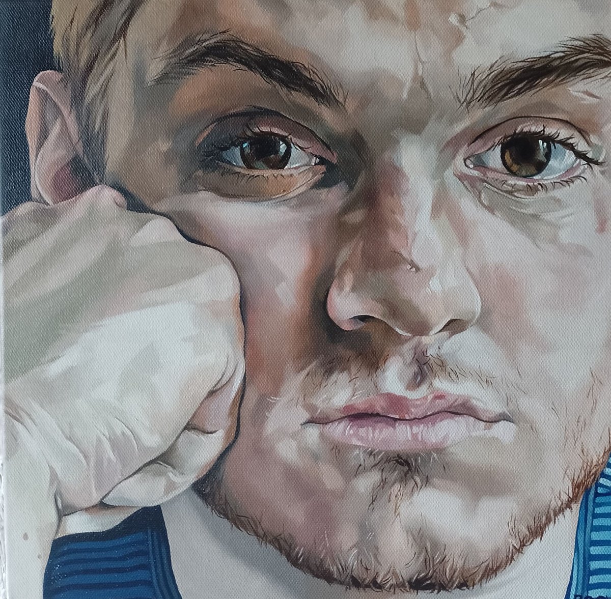 Expressive Portrait Oil Painting By Jo Beer, 12 X 12, Mr G, Original Artwork