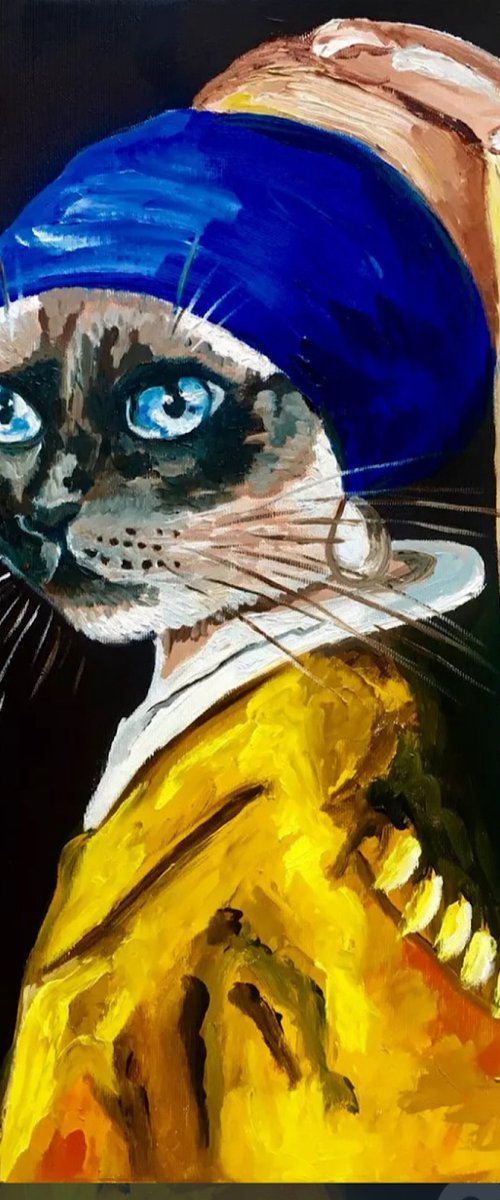 Cat with the pearl earring by Olga Koval