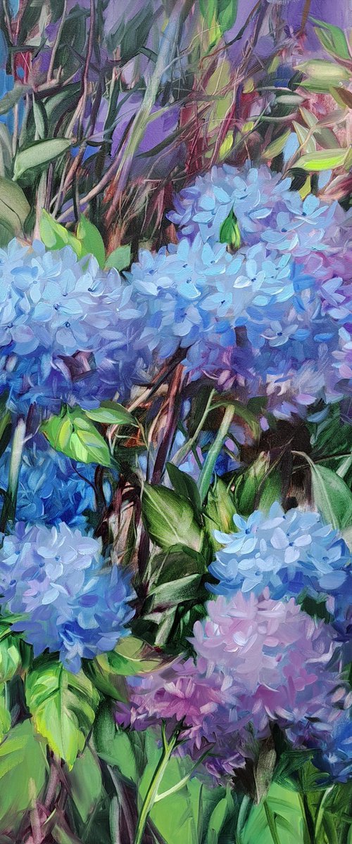 Hydrangea flowers painting by Nataly Derevyanko