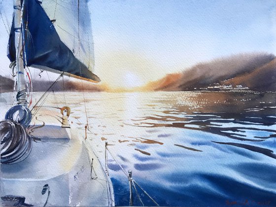 Yacht before sunset
