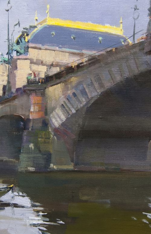 Cityscape painting Prague - Legion Bridge by Yuri Pysar