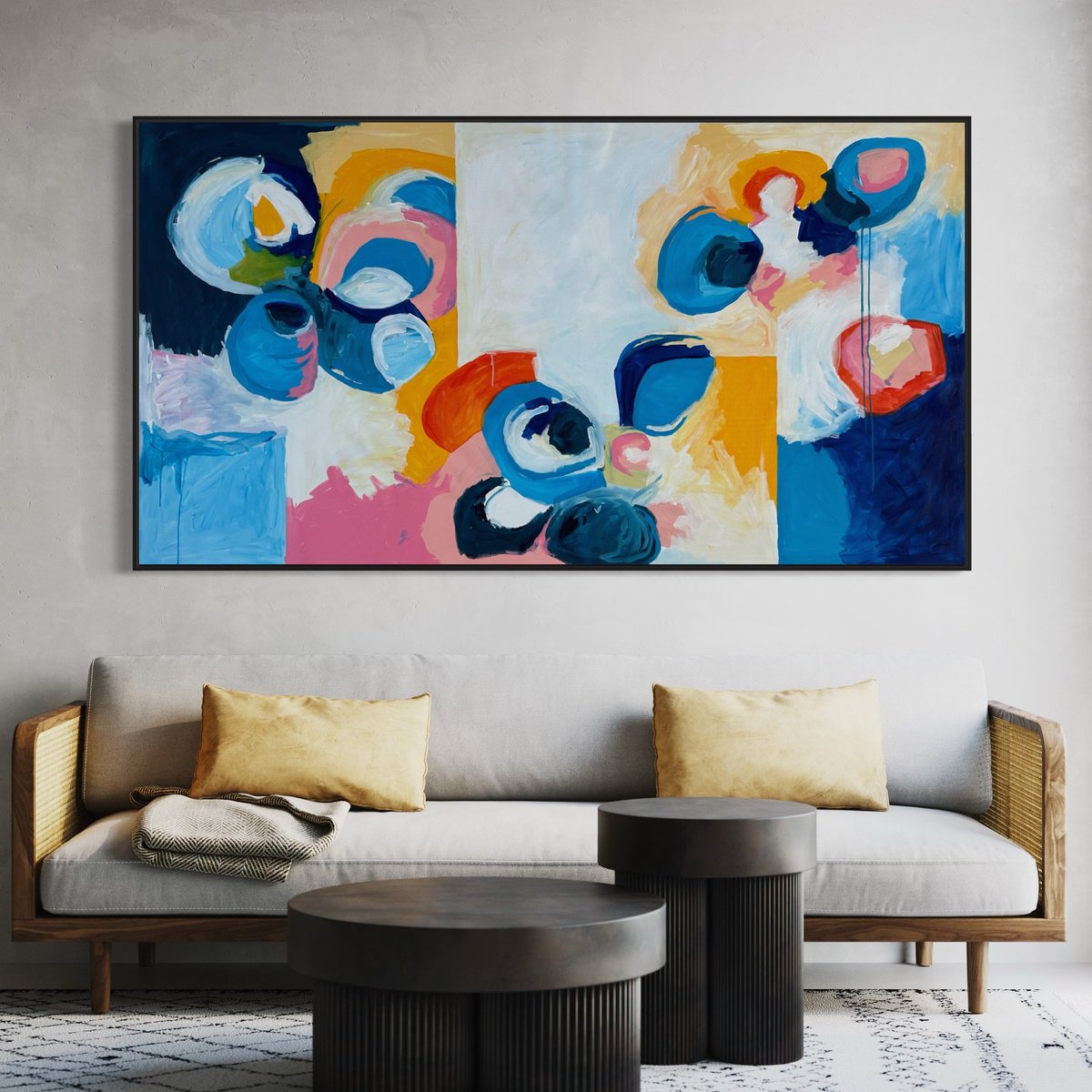 Expressive Abstract Acrylic Painting By Samantha Malone, 78 X 42", Refreshing The Mind, Original Artwork