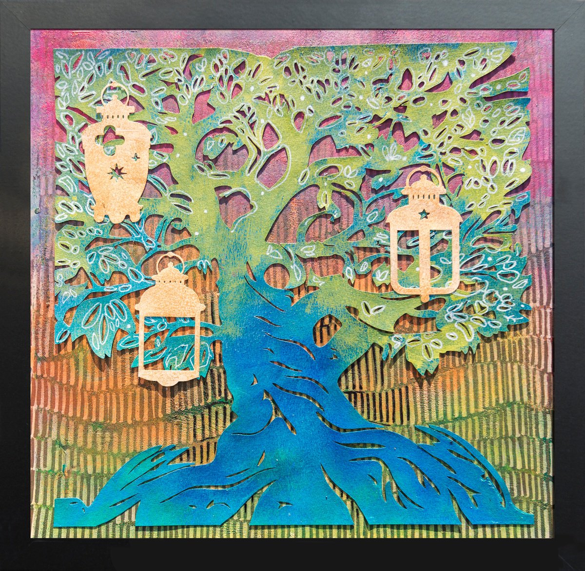 Organic Botanical Acrylic Painting By Ariadna De Raadt, 14 X 14, Tree Of Life 2, Original Artwork