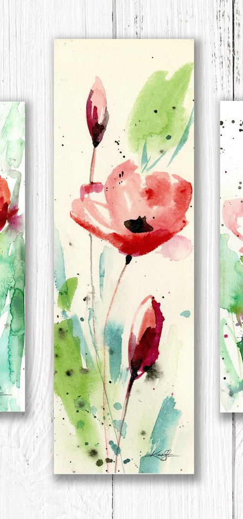 Poppy Love Collection 7 -  3 Watercolor Flower Paintings by Kathy Morton Stanion by Kathy Morton Stanion