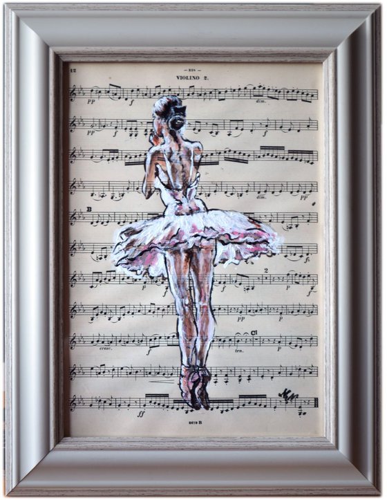 Framed Ballerina I-Vintage Music Page