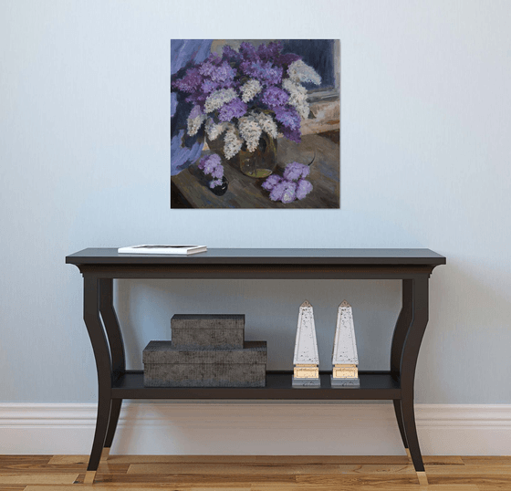 The Night Lilacs - Lilac painting