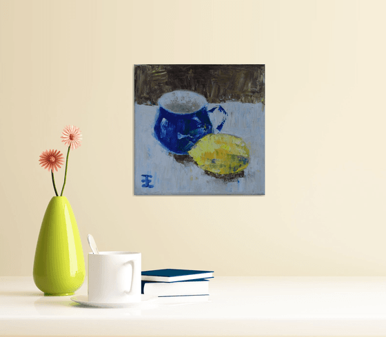Blue cup- yellow lemon - sketch