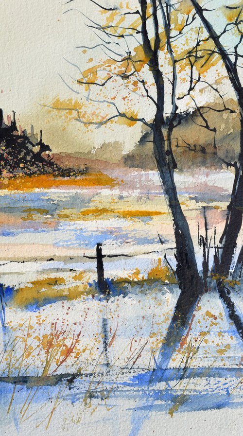Winter light-watercolor by Pol Henry Ledent