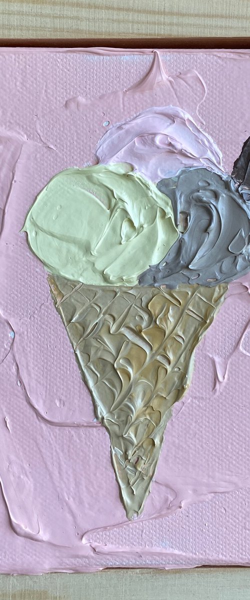 Ice cream on pink (framed) by Guzaliya Xavier
