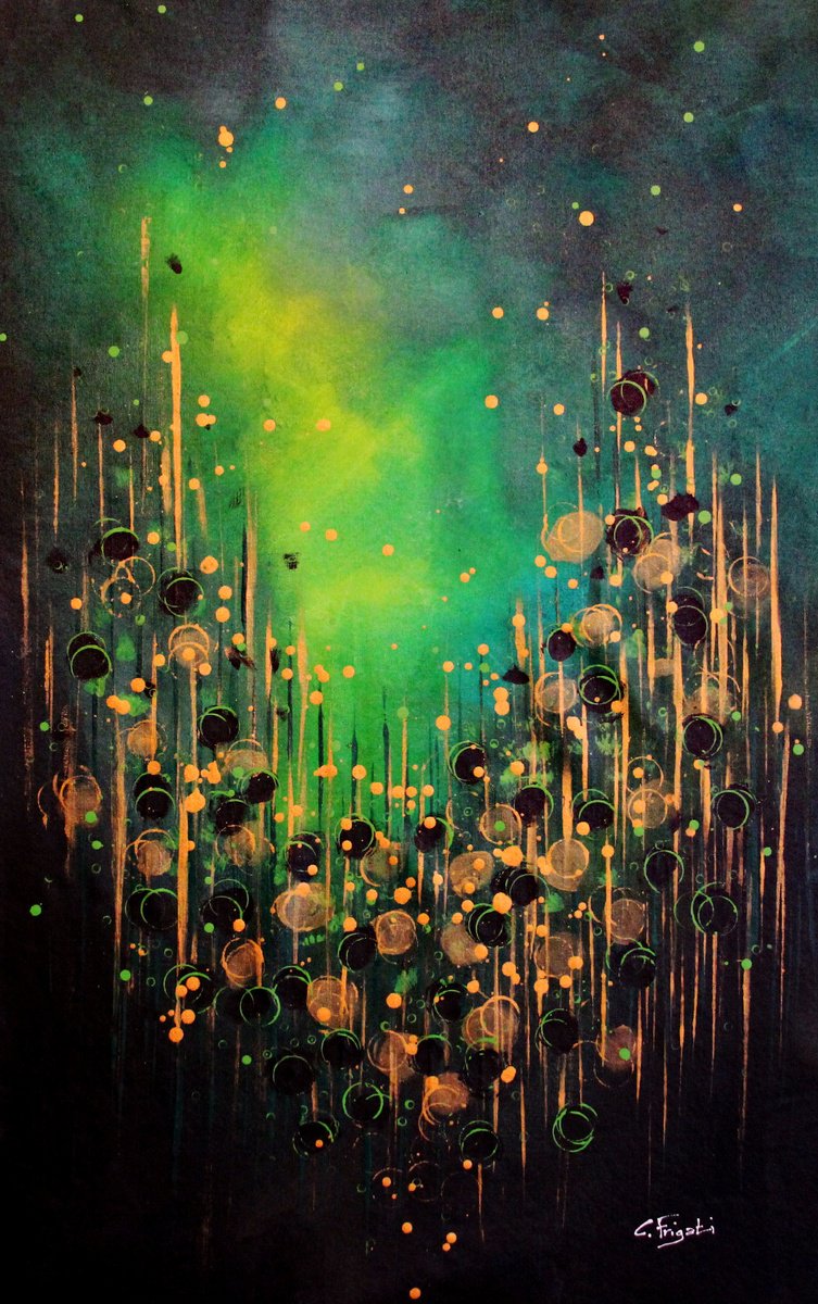 Expressive Botanical Acrylic Painting By Cecilia Frigati, 27 X 43, Perfect Atmosphere #6, Original Artwork