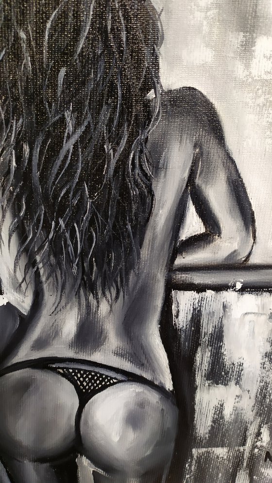 Forever in my mind, nude erotic girl oil painting, Gift, original oil painting