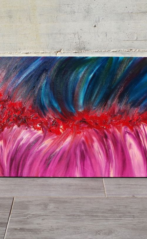 Encounter - 120x40 cm, LARGE XL, Original abstract painting, oil on canvas by Davide De Palma