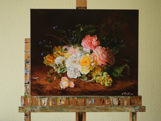 Roses and Grapes, Dark Floral