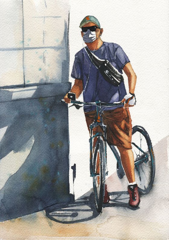 Cyclist on the corner