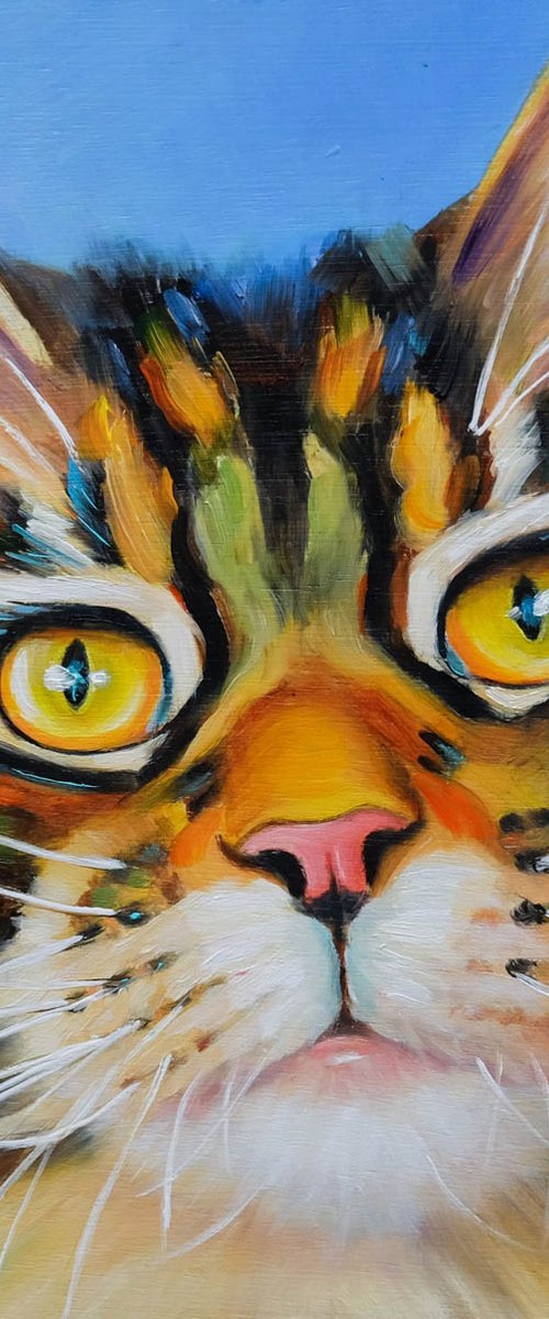 Tabby Cat Oil Painting by Denise Laurent