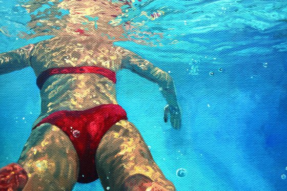 Underneath IX - Miniature swimming painting