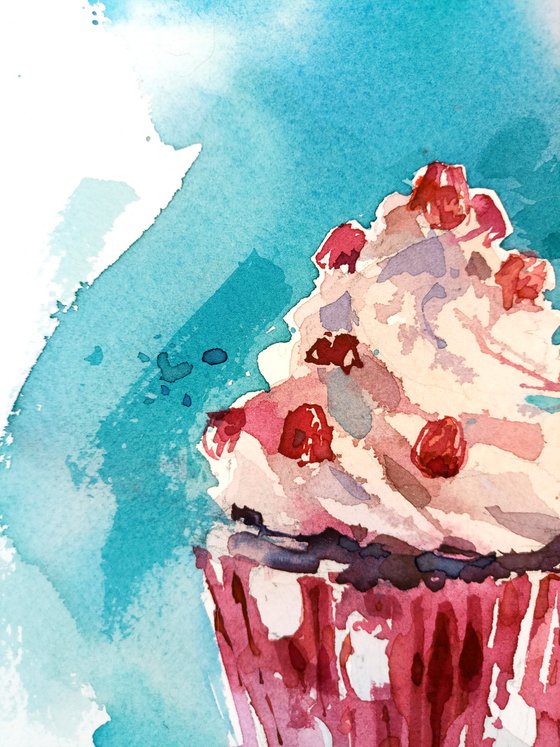 "Cake" original watercolor food illustration