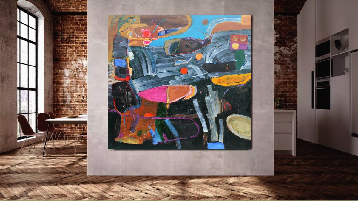 Expressive Abstract Oil Painting By Sergiy Dekalyuk, 81 X 76", Autumn, Original Artwork