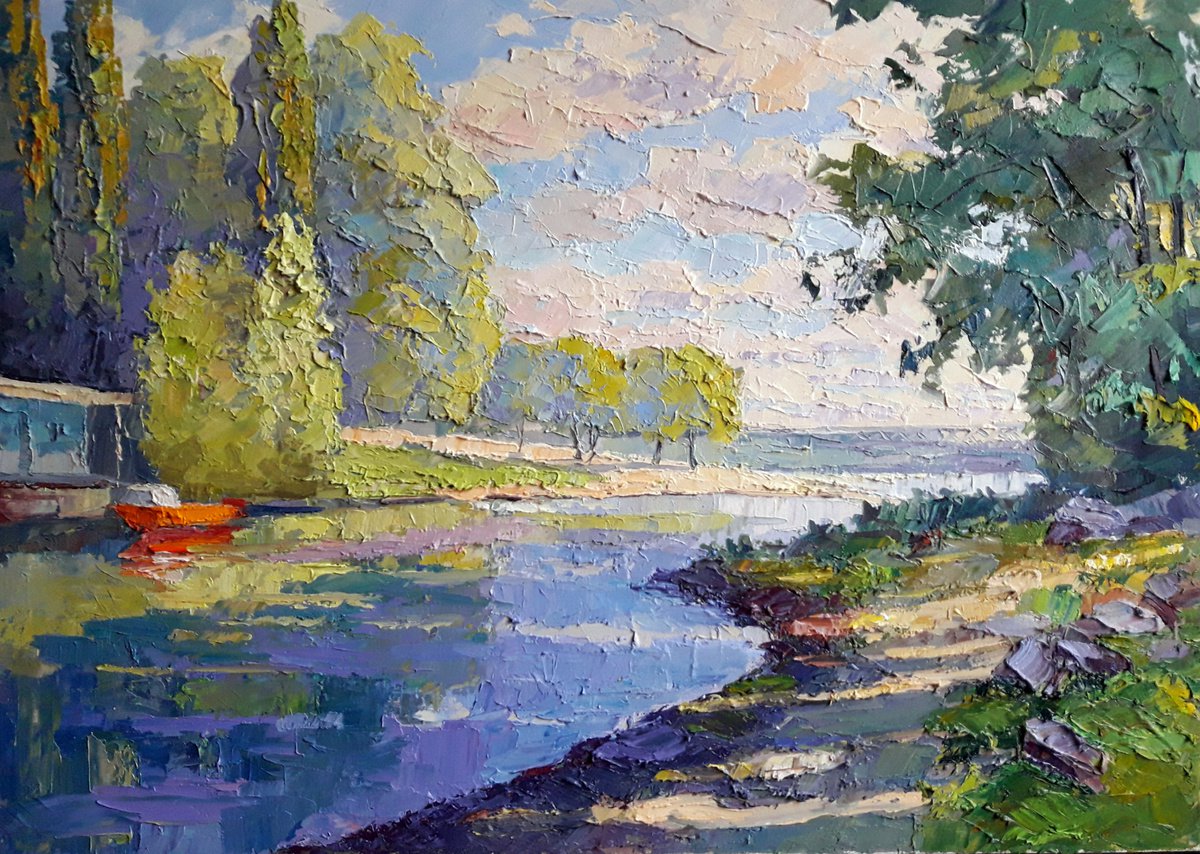 Oil painting Dnieper Bay nSerb630 by Boris Serdyuk
