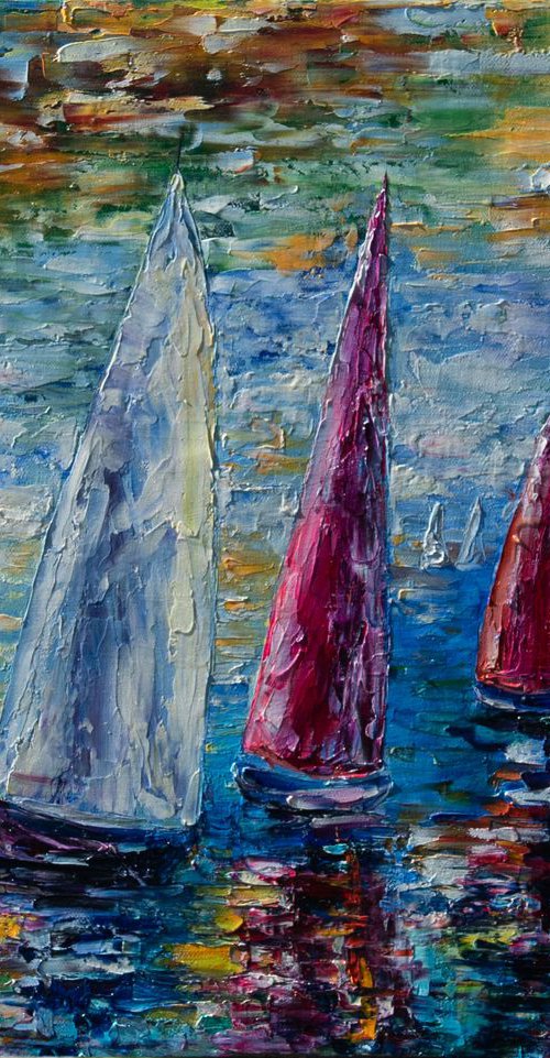 Sails To-Night 20"x16"x0.5" (Palette Knife) by Lena Owens at OLena Art