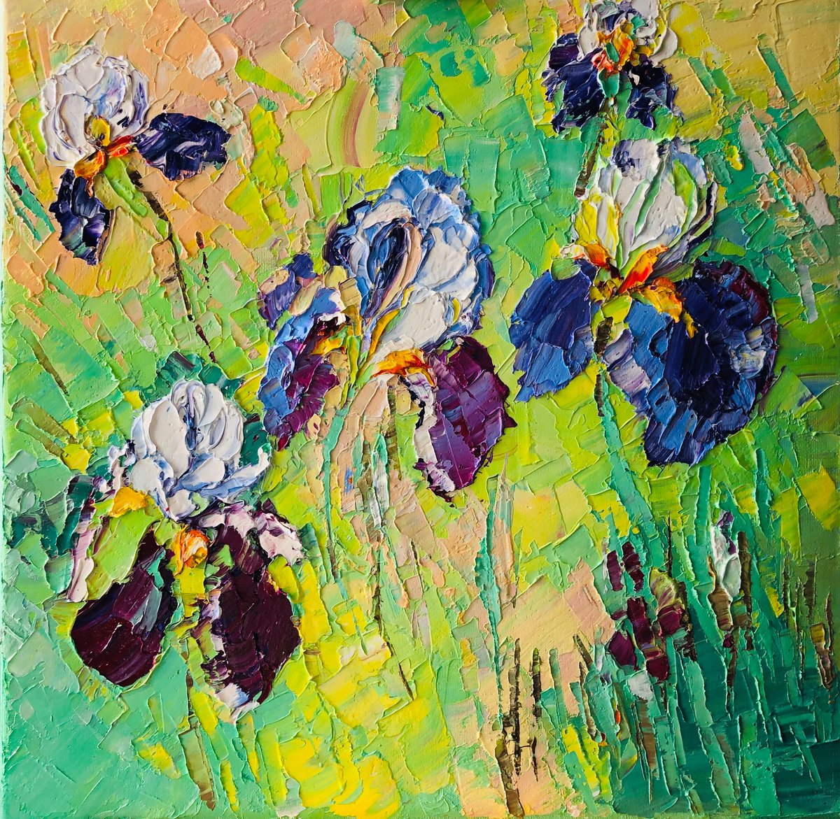 Abstract Botanical Oil Painting By Svitlana Andriichenko, 16 X 16", We Are Not Alone, Original Artwork