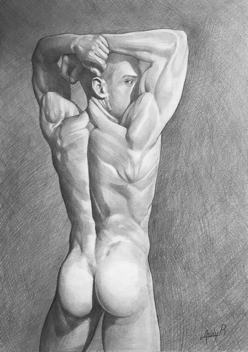 Drawing of man's back by Andrii Roshkaniuk