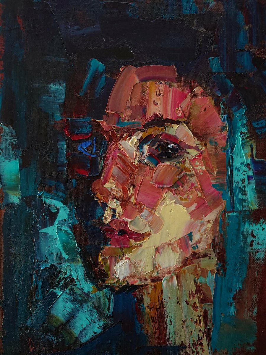 Expressive Oil Painting , Burning Gaze By Dalia Visockaite Kisieliene, 12 X 16, Artwork For Sale On Artfinder
