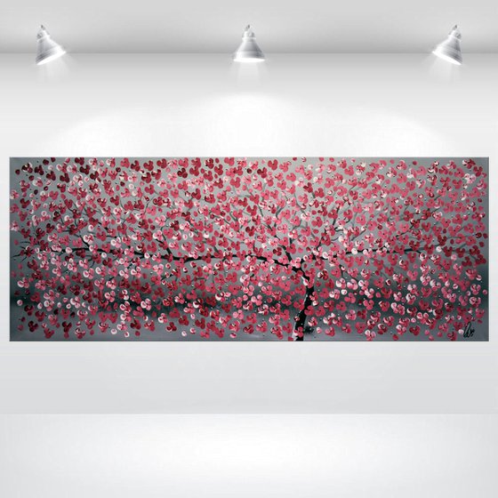 Zauberbaum - large acrylic abstract painting cherry blossoms nature painting canvas wall art