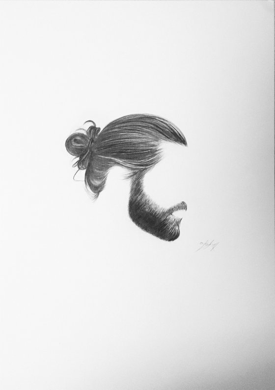 Man bun silhouette