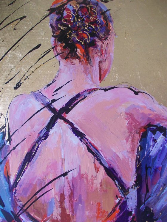 Resting Moment 5-Ballerina painting on canvas.