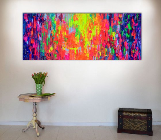 Large Abstract Painting Colourful Abstract Painting Textured Painting XXL Title: Gypsy Girl Dancing in the Night X