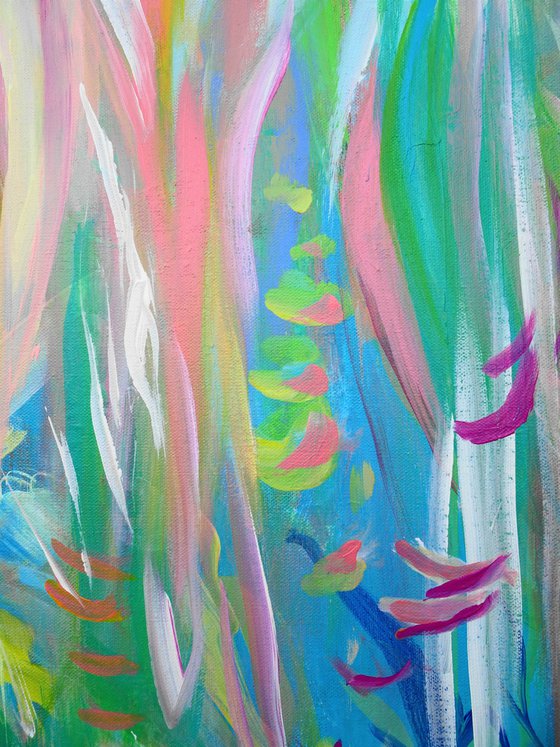 Large Abstract Pink Floral Landscape Painting. Modern Abstract Art. Abstract Floral Painting 61x91cm.