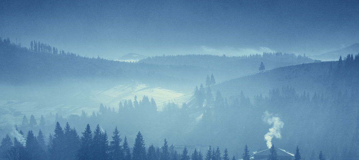 Impressionistic Landscape Photograph By Valerix, 44 X 20", Morning Of A Frosty Day., Original Artwork