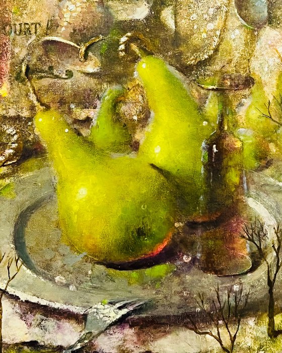 Still Life pear silverware