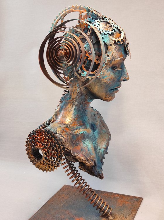 "Frozen in Time.Spring" Unique mixed media sculpture 67x50x33cm.