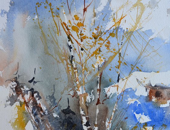 Winter houses  - watercolor