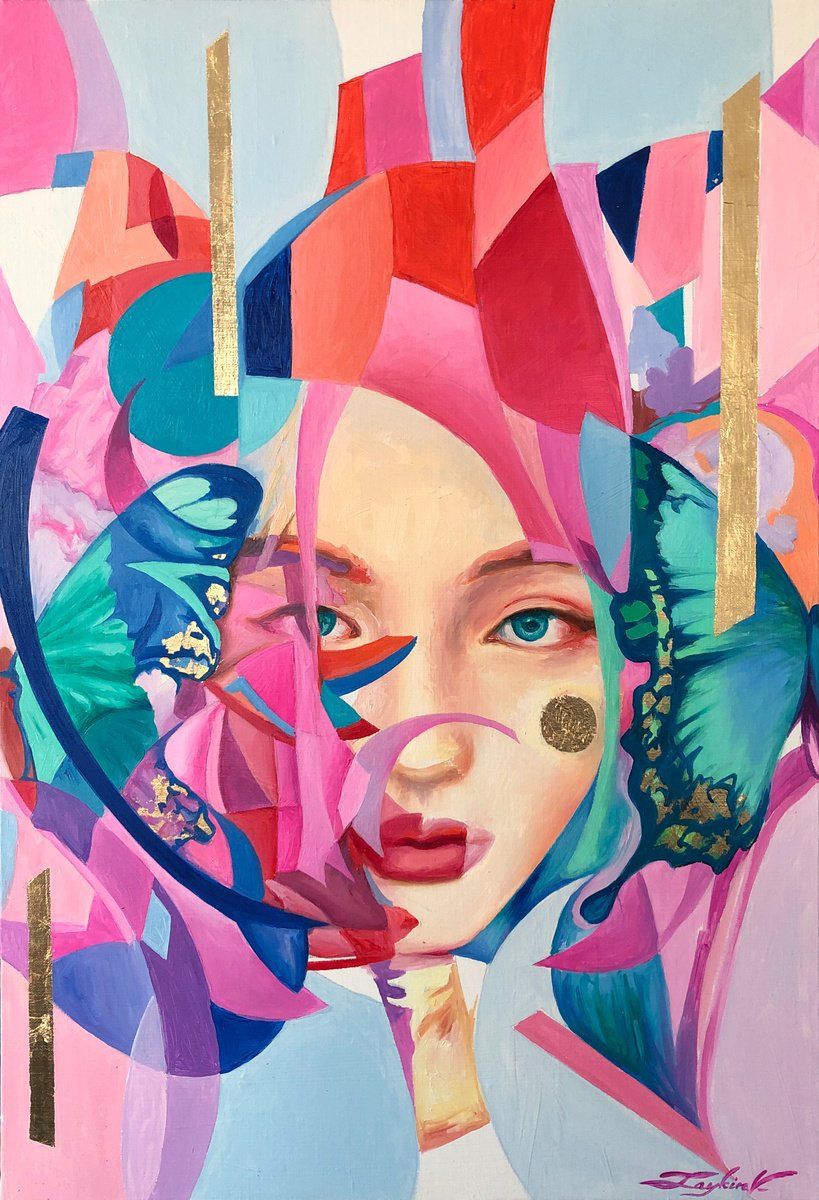 Abstract Portrait Oil Painting By Viacheslav Zaykin, 20 X 29", Medea., Original Artwork