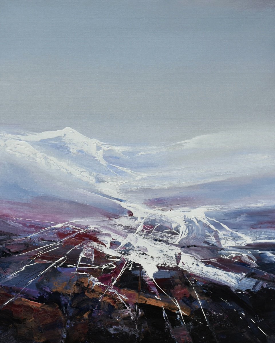 Abstract Landscape Acrylic Painting By Ivan Grozdanovski, 31 X 39, Whisper Of The Mountain, Original Artwork