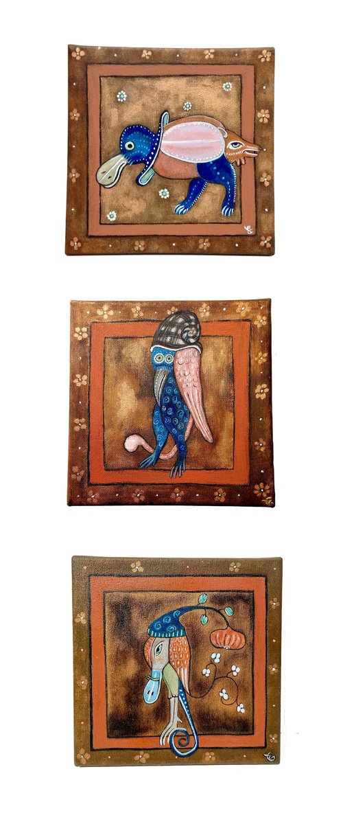 Chimera medieval triptych by Eleanor Gabriel