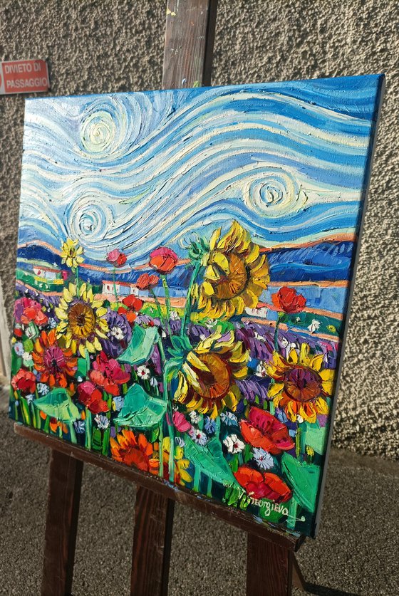 Summer fields under Gogh sky