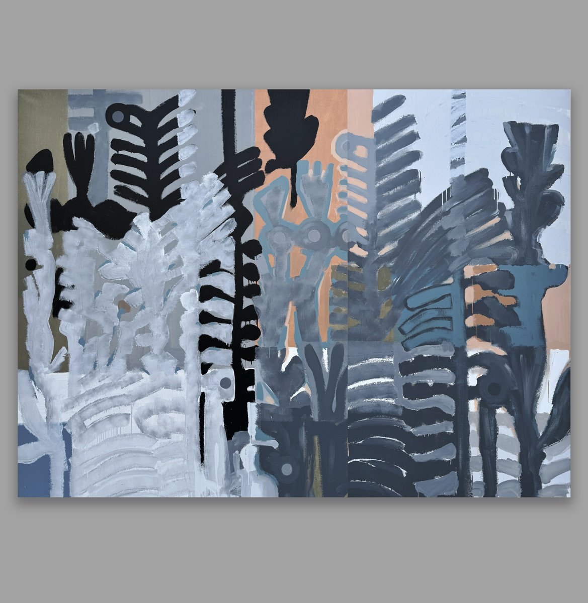 Organic Botanical Acrylic Painting By Mykhailo Korobkov, 144 X 79", La Luna De Miel, Original Artwork