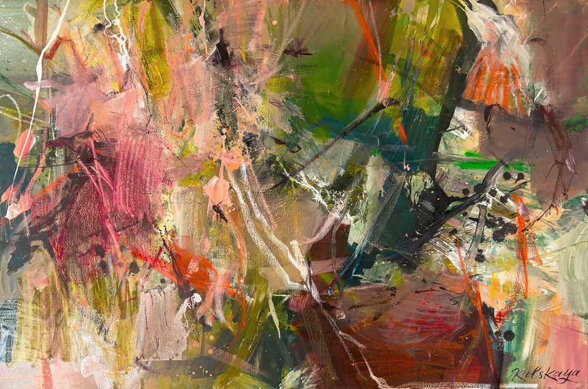 Impressionistic Abstract Acrylic Painting By Anna Rolskaya, 47 X 31, When Light Meets Soul, Original Artwork