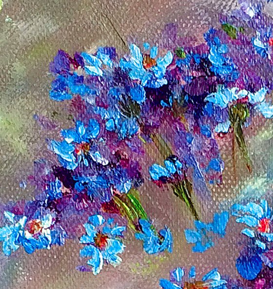 BOUQUET OF BLUE CORNFLOWERS - Wildflowers. Cornflowers. Beautiful bouquet. Abstract background. Freshness. Little. Cute.