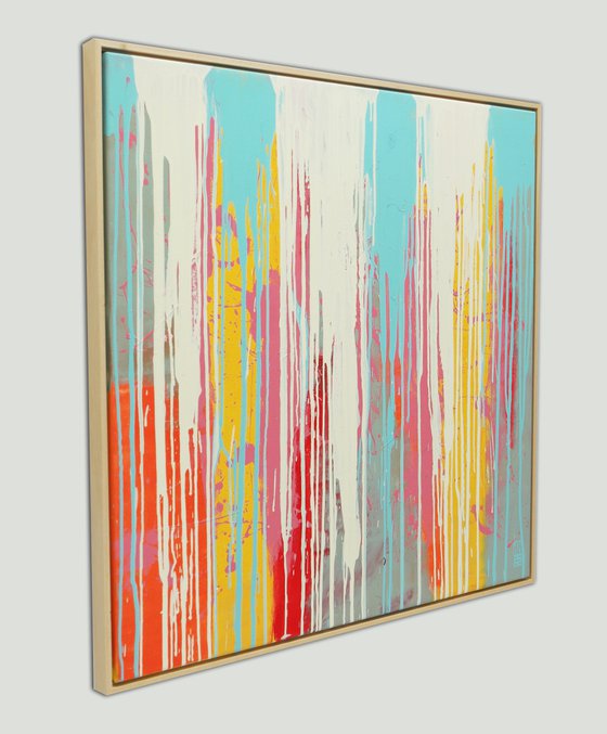 Tip Top Drips - iIncl. Wooden Frame - 95 x 95 cm - Ronald Hunter 4M